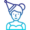 Icon for Fiesta Nights party bus service in Puerto Rico with confetti and celebration lights